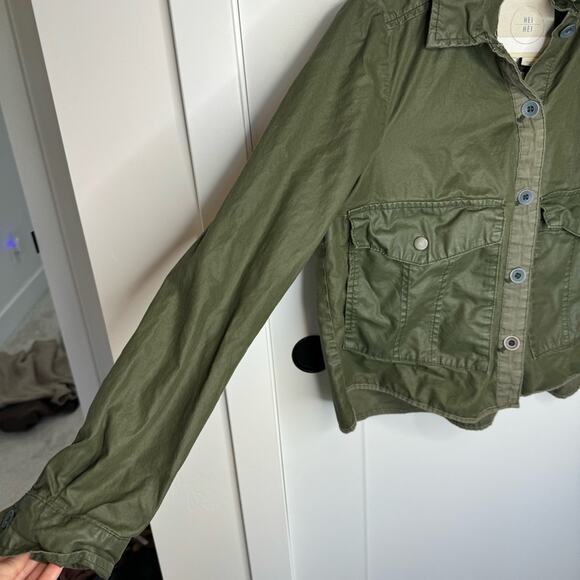 Anthropologie Hei Hei Army Green Button Down Lightweight Crop Jacket Size Small - Picture 4 of 7